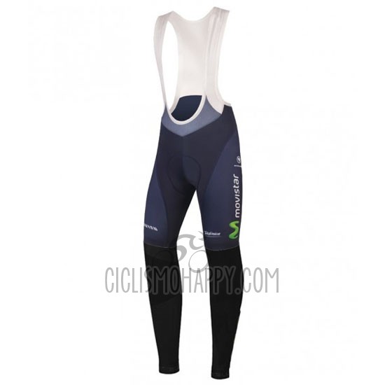Movistar Cycling Jersey Bib Tight 2016 Long Sleeve Green and Blue